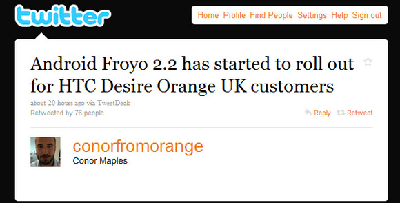 Orange HTC Desire Froyo update finally rolls out