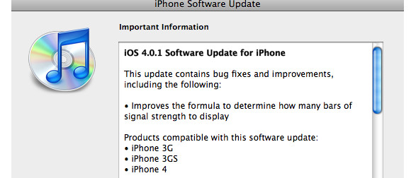 Apple iPhone 4.0.1 software update available for download