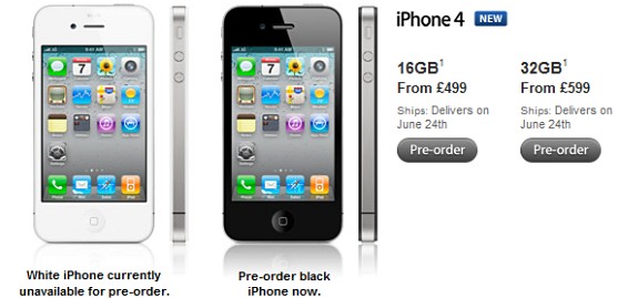 Apple iPhone 4 unlocked prices announced