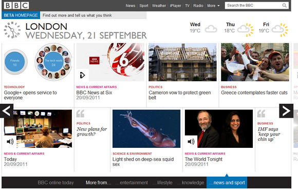 BBC website goes tablet app style with added swipability
