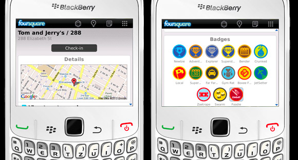 Foursquare for BlackBerry gets push notifications