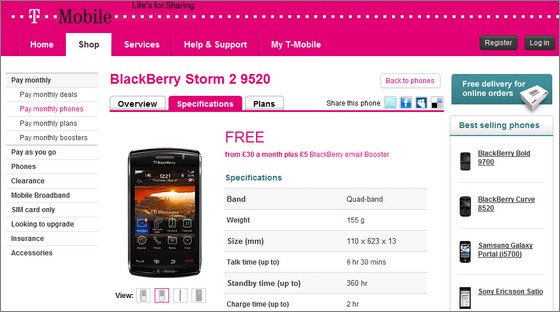 Blackberry Storm 2 shuffles into T-Mobile UK's shops