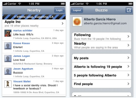 Buzie Google Buzz iPhone app hits town