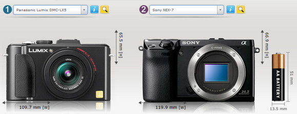 Compare camera sizes instantly with this useful website