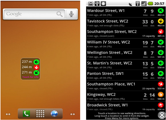 Cycle Hire Widget for Android lets Londoners find TfL cycles quickly