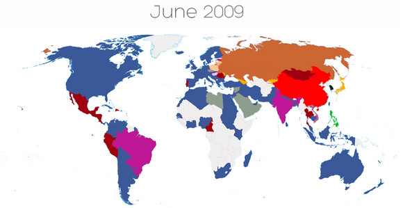 The world turns blue as Facebook dominates the globe