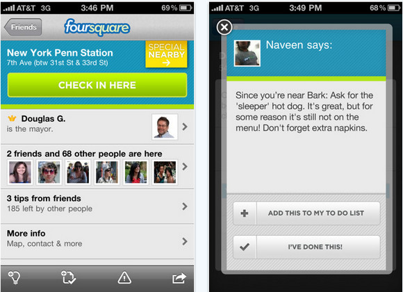 Foursquare 2.0 for the iPhone promises 'Instapaper' functionality