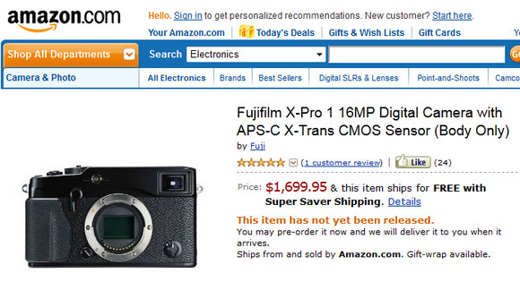 Stunning Fujifilm X-Pro1 camera gets listed Amazon. Brace yourself for the price