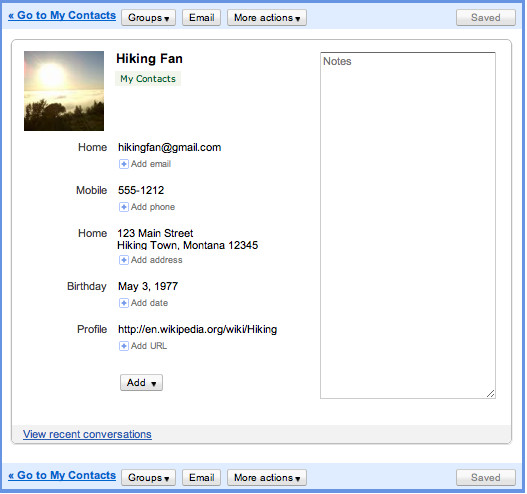 GMail contacts interface gets sprinkling of fairy dust