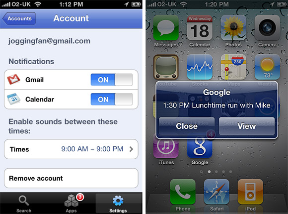 iPhone Google Mobile app for gets push notifications