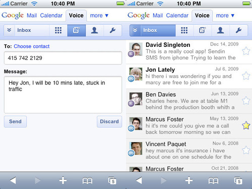 Google Voice rolls out iPhone and Palm Pre web app