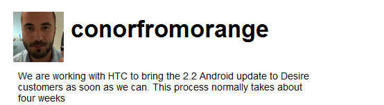 Orange HTC Desire Android 2.2 update 'coming in 4 weeks'