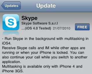 Skype for iPhone offering multitasking