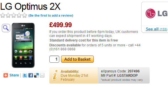 LG Optimus 2X ready for pre-order in the UK