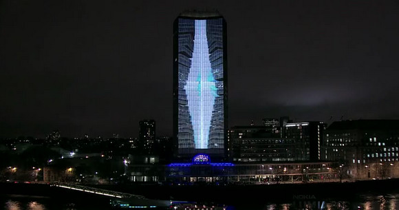 London's Millbank tower virtually throbs and collapses in Nokia Lumia light show
