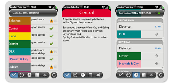 London Tube Service Free for HP/Palm webOS - review