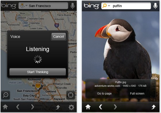 Microsoft Bing v1.1 app for iPhone, iPod touch