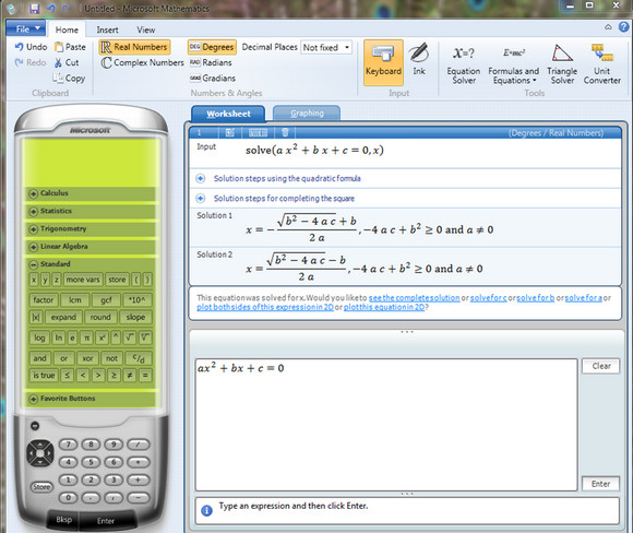 Microsoft Mathematics 4.0 graphic calculator is yours for free