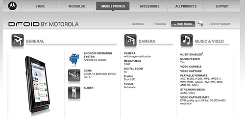 Motorola Droid: details and specs emerge