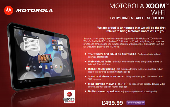 PC World cock up again, Motorola XOOM soars up to £500