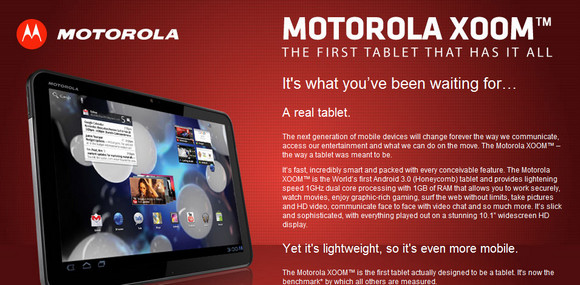 Motorola Xoom Android tablet goes on UK sale next week