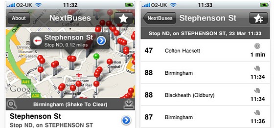 NextBuses iPhone app review - view real time UK bus info