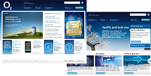 O2's website: spot the Palm Pre