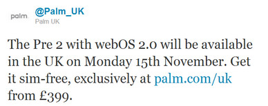 Palm Pre 2 gets UK release date confirmed