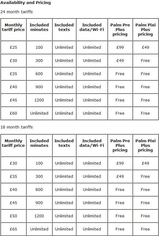 Palm Pre Plus and Pixi Plus in UK on May 28th. Daft prices again