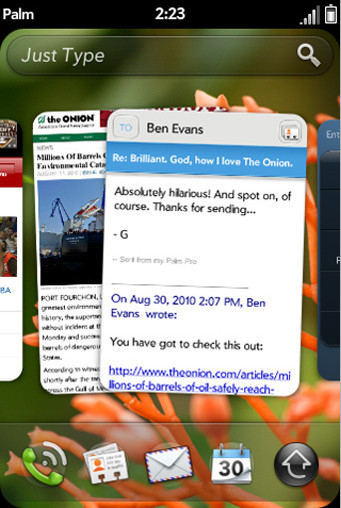 Palm webOS 2.0 offers even better multi-tasking and search