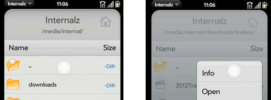 Internalz, file manager for Palm webOS, gets release, looks great
