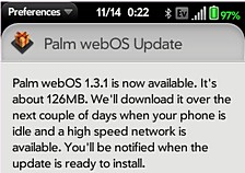Palm webOS 1.3.1 update gets US release: Brits have to hold on 