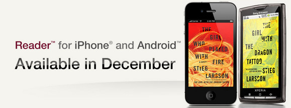 Sony Reader app shimmying into iPhone and Android in December