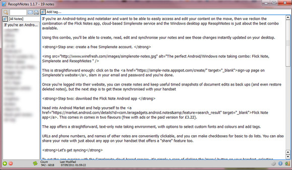 The perfect Android/Windows note taking combo: Flick Note, Simplenote and ResophNotes 