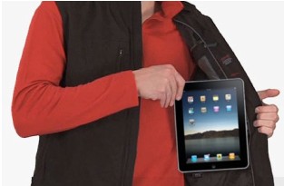 Scottevest comically tries to wedge an iPod into a fisherman's vest