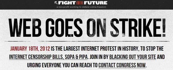 The largest internet protest in history sees sites go dark in protest at SOPA laws