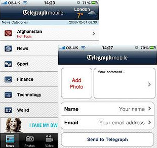 Daily Telegraph iPhone app lets users file breaking stories