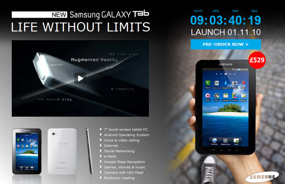 Tesco to sell the Samsung Galaxy Tab Android tablet