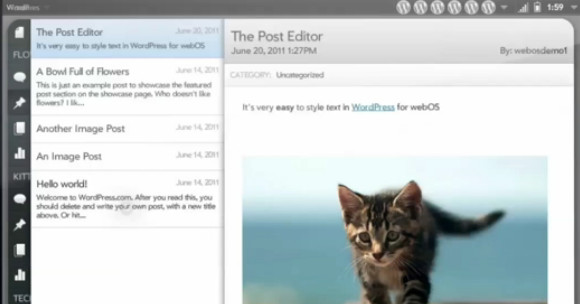 WordPress for webOS serves up a stunning interface for TouchPad