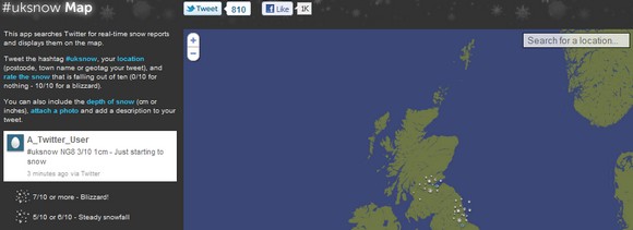 UK snowmap powered by Twitter