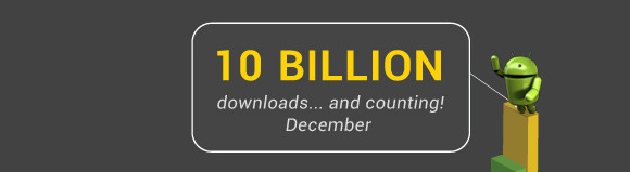 Android app downloads pass ten billion, growing at a rate of one billion per month In the past weekend, Android users around the world managed to burst through the 10 billion app download landmark – an astonishing total. Pin It