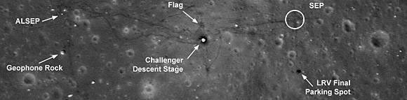 Apollo 17 site photographed by Lunar Reconnaissance Orbiter To the sound of much gnashing of teeth from assorted ‘OMG! The Moon Landings Were A Hoax’ nutters, NASA has released some astonishing photos clearly showing the site of the...