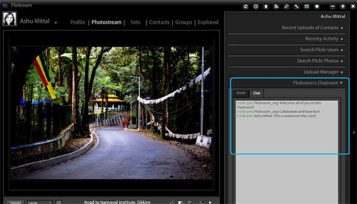 If you’re finding Flickr’s bright’n'white interface a little too demanding on your peepers, you may be interested in looking up the Adobe AIR desktop application, Flickroom. Once you’ve got the...