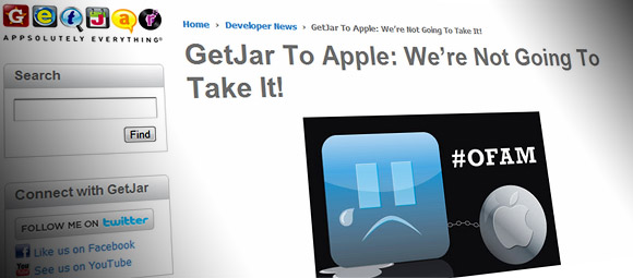 Free app distributor GetJar has responded angrily to Apple after lawyers for the tech giant sent them a ‘cease and desist letter‘ over their use of the term ‘app store.’ Head honcho...