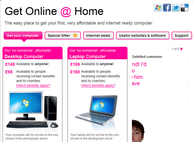 Go ON UK offers PC and year's broadband package from just £160, with deals for those on benefits