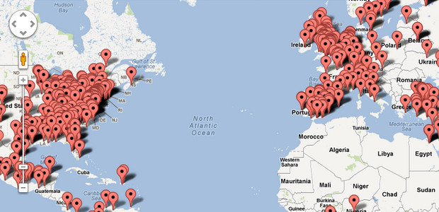 See worldwide Twitter action plotted on a map in real time