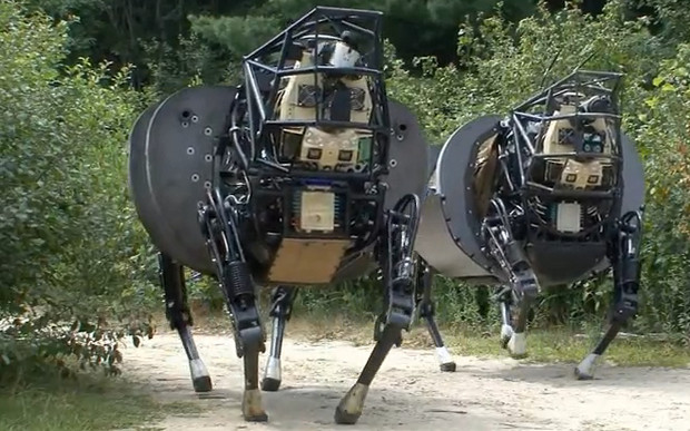 Run! The all-scampering DARPA LS3 robo-dog is scuttling through the woods!