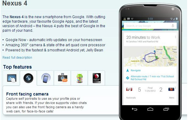 Google Nexus 4 details leaked by clueless Carphone Warehouse