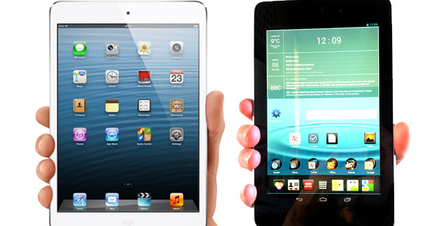 Is Apple iPad Mini's advertising deceptive? Can you hold it in your hand like the advert? We compare with the Nexus 7