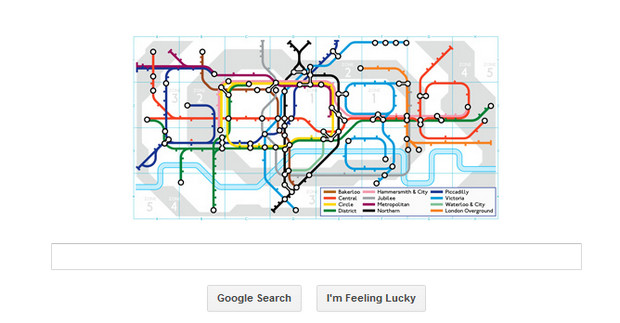 Google celebrates the 150th birthday of London Underground with a tube doodle